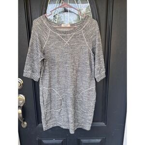 Max Edition Weekend Petite Grey Marled Cotton Knit Shift Dress Pockets 68108SP